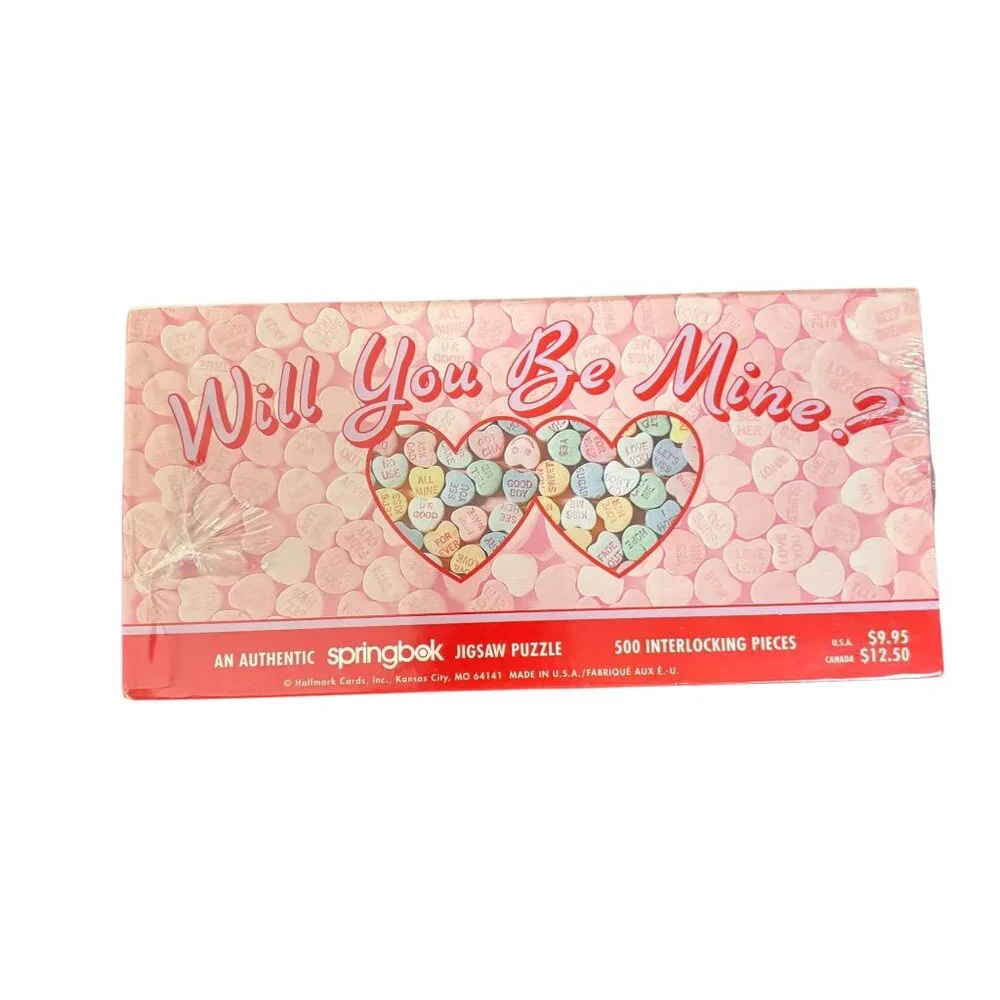 Will You Be Mine Springbok 500 Piece Jigsaw Puzzle Candy Hearts Design 18 x 23.5